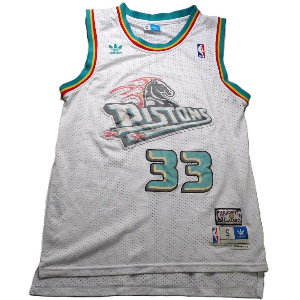 VTG 90 Adidas Detroit Pistons Grant Hill 33 Hardwood Jersey Men Basketball NBA S